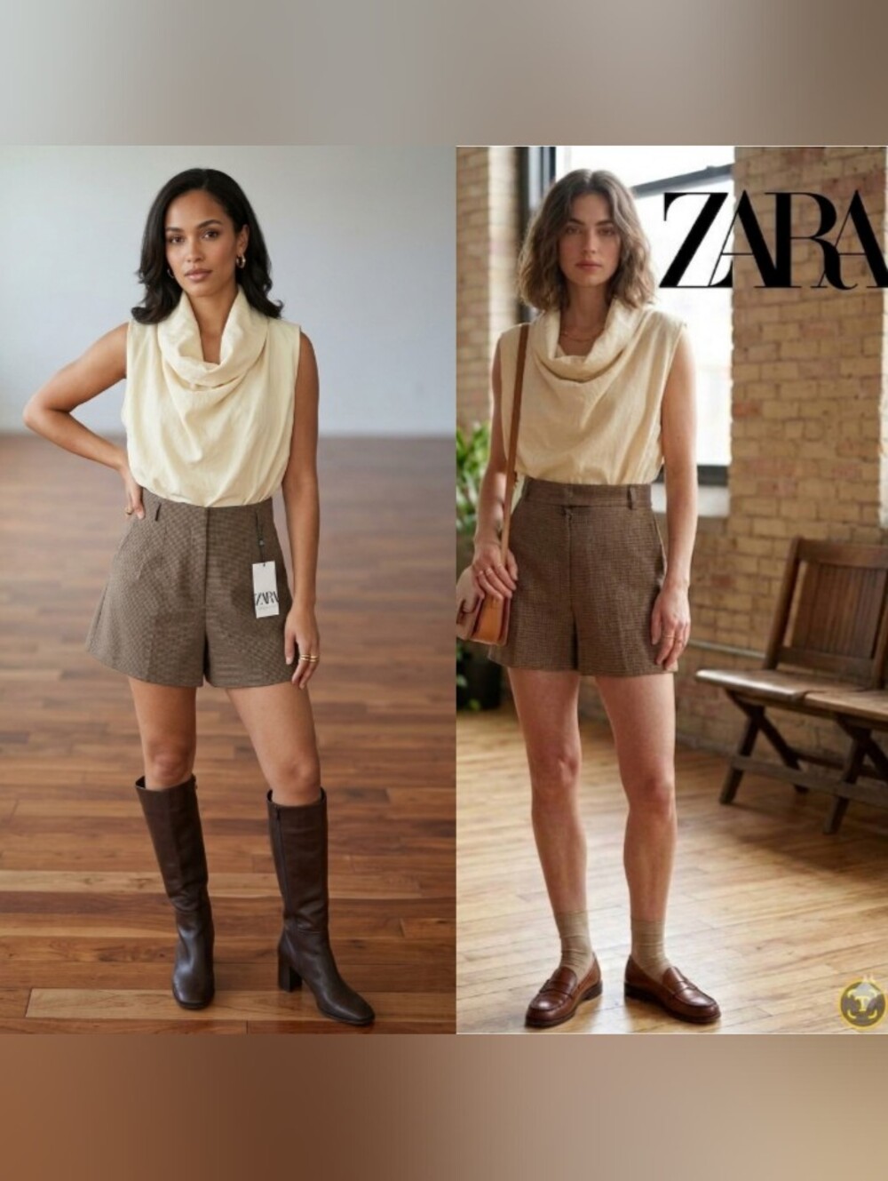 2/40$ ZARA Bundle - High Waisted Shorts & Cowl Neck Top